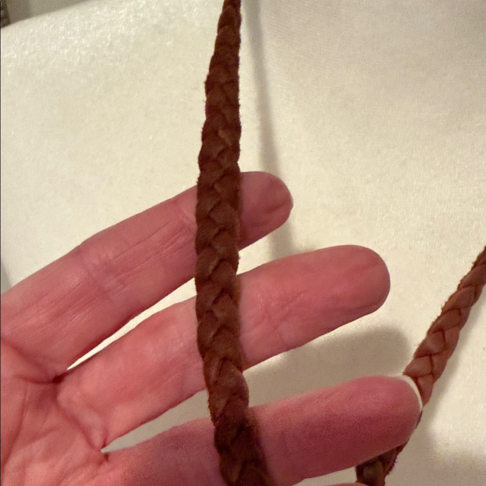 Braided Leather Necklace with Ring Accent - Picture 3 of 5